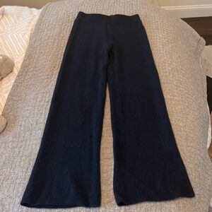 Navy Wide-Leg cashmere Pants